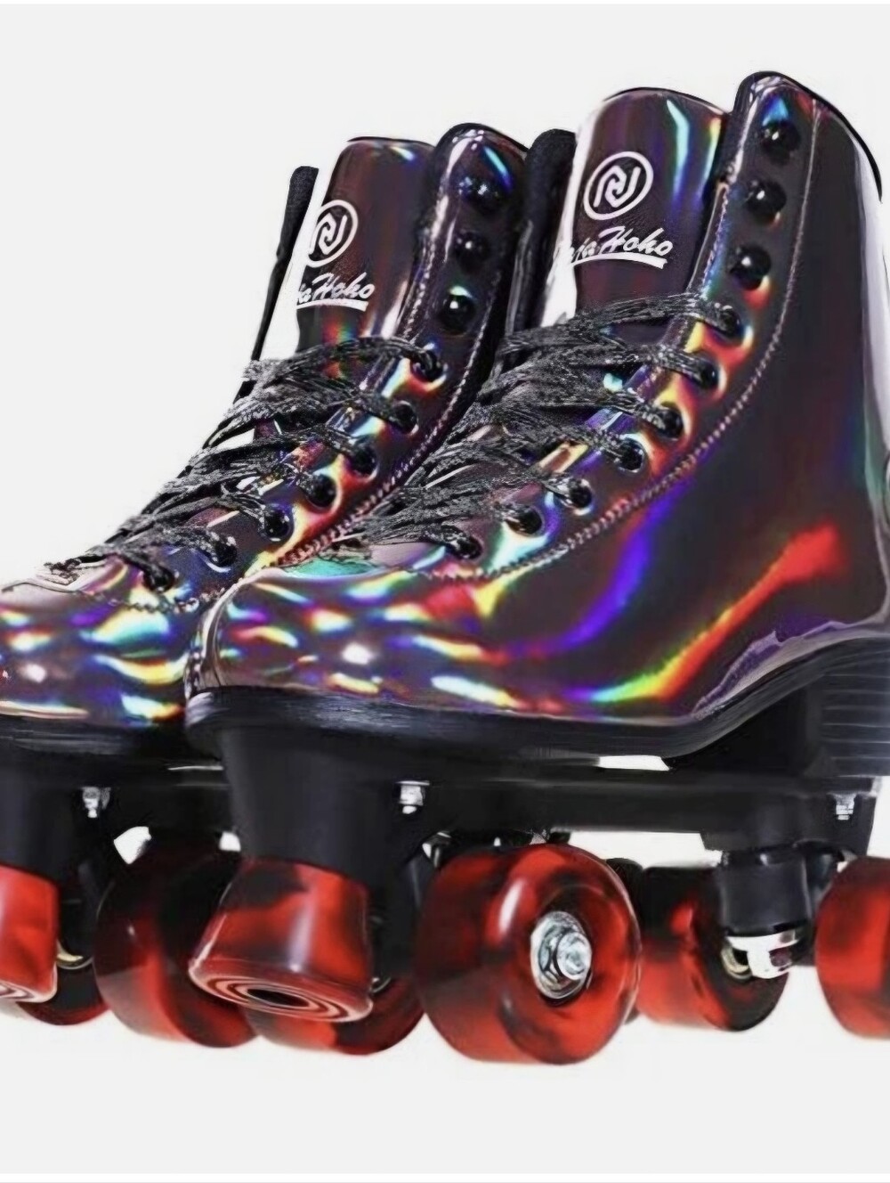 New Size 9 JajaHoho Holographic High Top Double-Row Quad Roller Skates